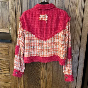 POL Pink Tweed Blazer Jacket Boxy‎ Fit Orange Shacket Medium thumbnail 6