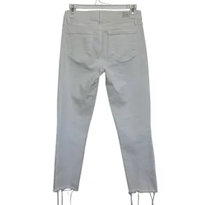 Paige Cindy Crop White Denim Jeans Raw Hem High Rise Size 26 Stretch Beach thumbnail 2