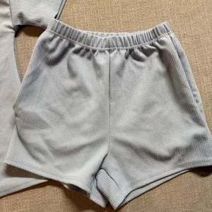 Unbranded Light Blue Ribbed 2 Piece‎ Lounge Set Size S Short Sleeve Tee Shorts thumbnail 3