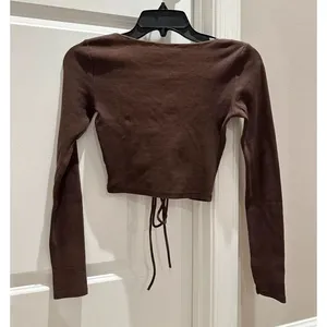 Zara Brown Ruched Drawstring Front Crop Top thumbnail 4