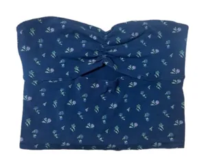 URBAN OUTFITTERS Silence + Noise Tube Crop Top Navy FLoral Size XS Cut Out thumbnail 1