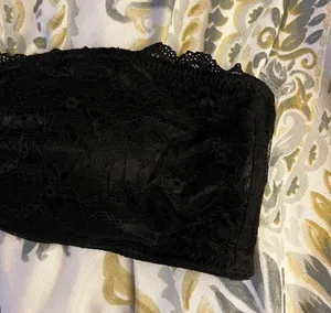 MD Lacey black strapless criss cross tube top bandeau thumbnail 3