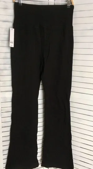 Black Flare Leggings, Large thumbnail 2