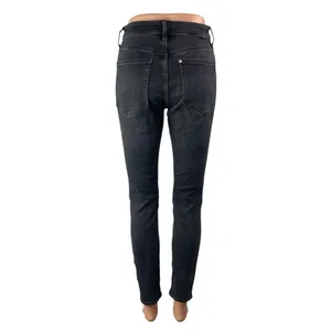 H&M Women's Black High Waisted Button Zip Slim Fit Skinny Denim Jeans Pants Sz S thumbnail 2