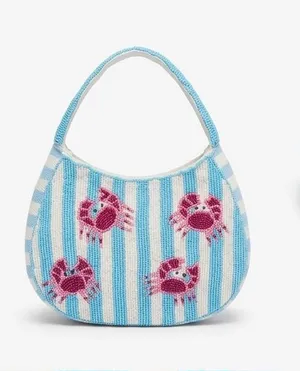 Playful Beaded Crab Handbag Nautical Style (Minor Handle Flaw) thumbnail 1