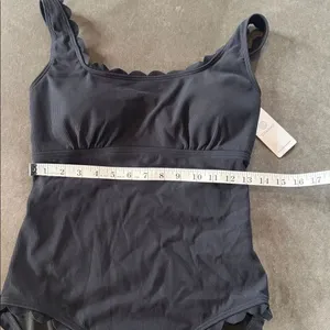 Charmo Women’s Black Scalloped Swimsuit One Piece Square Neck SPF50+ Size M NWT thumbnail 7