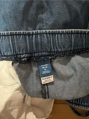 Old Navy straight leg Billie drawstring pull on trouser pants denim blue size XL thumbnail 4