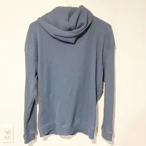 White Fox Boutique Size Small/Medium Blue Ribbed Thermal Full Zip Up Hoodie thumbnail 5