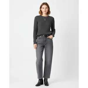 Abercrombie Women's Gray Ribbed Knit Cotton & Wool Long Sleeve Sweater L thumbnail 9