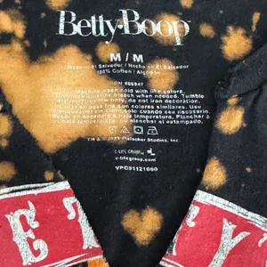 Betty Boop Biker Graphic‎ Crop Top Bleach Splatter Black Medium Grunge Pin-up thumbnail 5