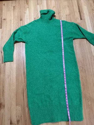 Daily Practice Anthropologie Green Turtleneck Sweater Dress Sz S thumbnail 4