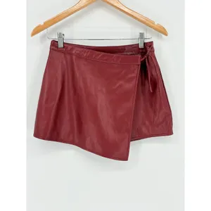Sadie & Sage Night Vision Faux Leather Skort Womens Large Wine Red Wrap Mini NWT thumbnail 4