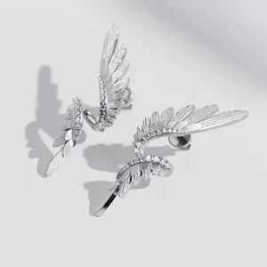 Angel Wings Stud Earrings for Women Silver thumbnail 3