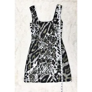 JAY GODFREY Leopard Print Satin Mini Dress‎ Sleeveless Black White Size 0 New thumbnail 13
