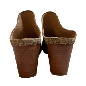 ABLE Tan/Black Leopard Print Heeled Pointed Toe Slip On Mules Shoes - Size 8.5 thumbnail 6