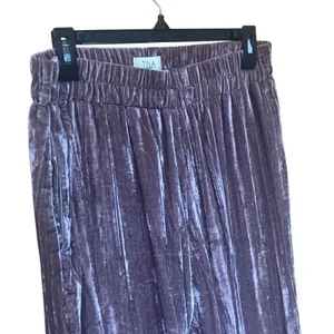Tina Jo Anthropologie Pink Velour Straight Leg Pants Small #778 thumbnail 4