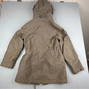 Y2K GAP Utility Parka Jacket Faux Fur Hood Tan Khaki Women’s Small thumbnail 7