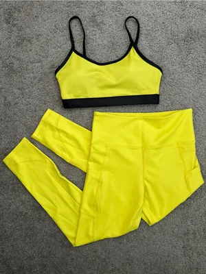 ZYIA Light n Tight Adjustable Strap Sports Bra in Neon Yellow Metallic Sz. Small thumbnail 5
