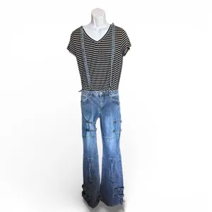 Womens Hot Topic Grommet Steampunk Grunge Buckle Denim Jean Overalls - Sz 11 thumbnail 2