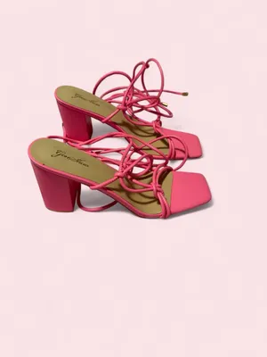 Source Unknown Hot Pink Strappy Block Heel Sandals thumbnail 5