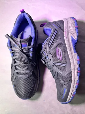 Skechers Gray Athletic Walking Shoe with Purple & Light Blue Accents thumbnail 6