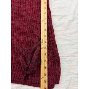 Jessica Simpson Womens Large Burgundy Marled Cowl Neck Side Lace Up Knit Sweater thumbnail 6