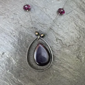 Free People Beautiful vintage purple beaded statement necklace thumbnail 4