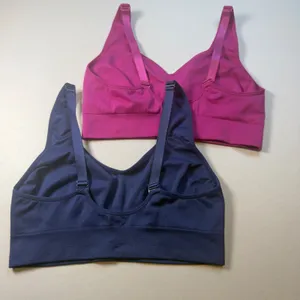 Puma Women Seamless Sports Bra 2-Pack Navy Blue Magenta Pink Adjustable Straps thumbnail 4