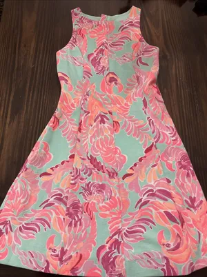 Lilly Pulitzer Love Birds Cove Tank Dress XS Textured Fit And Flare lined thumbnail 1