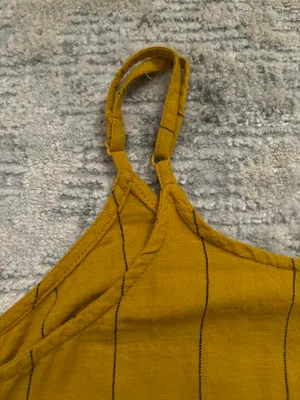 Dizzire Yellow Black Striped Thin Adjustable Strap Crop Top size M thumbnail 12