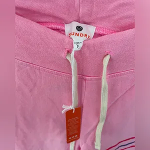 New SUNDRY Women's Stripes Sweatpants in Pigment Dyed Pink Neon size 3/L thumbnail 11