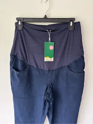 Halara Maternity Blue Stretchy Jean Jeggings Over Belly Panel thumbnail 2
