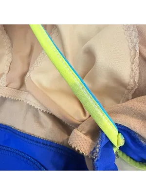 Vintage Surfside Blue Neon Trim Strappy Crop Tankini Top Size Large thumbnail 4