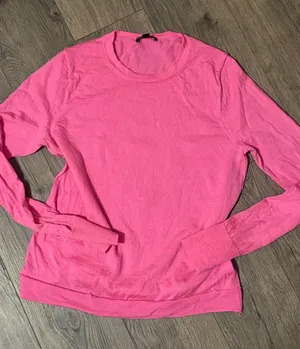 J. Crew Bright Pink Long-Sleeve Crewneck Top thumbnail 1