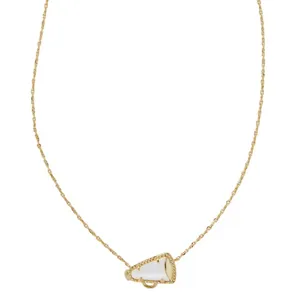 Kendra Scott Cheer Short Pendant Necklace in Gold White Mother-of-Pearl thumbnail 1