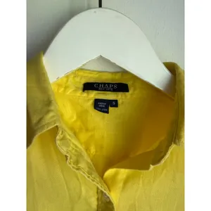 Coastal Summer Yellow 100% Linen Button Front Shirt Small Chaps 1978 thumbnail 5