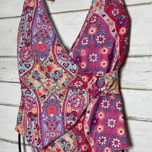 Nanette Lepore One Piece Swimsuit Floral Wrap Halter Size 12 thumbnail 9