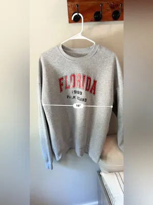 Women’s Small Gray Florida 1989 Palm Island Graphic Sweatshirt Pullover thumbnail 5