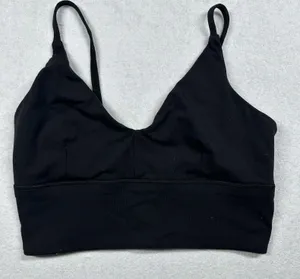 Lululemon Black Longline Sports Bra Strappy Back Women’s Small Medium thumbnail 1