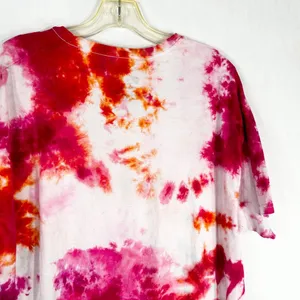 Hanes Size XL Top Something Bright Tie Dye Handmade Pink White Tee V Neck 203‎ thumbnail 7