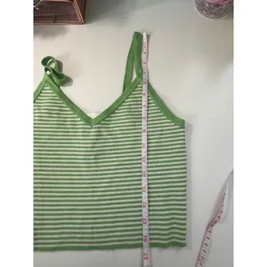 LA Hearts Green White Striped Knit Crop Tank Top V-Neck Camisole‎ Medium thumbnail 5