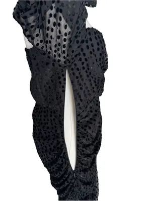 ASTR The Label x Revolve - Athens Black Velvet Polka Dot Ruched Midi Dress Sz M thumbnail 8