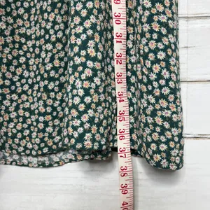 American Eagle Green Floral Babydoll Dress XL Scoop Back Tie Tassels thumbnail 8