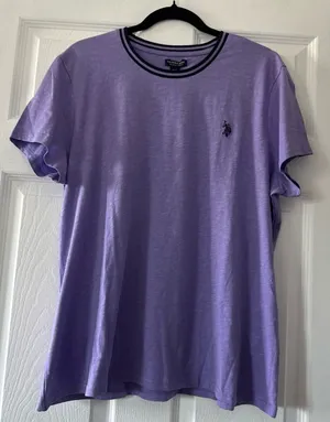 U.S. Polo Assn. Women's Crew Neck T-Shirt Purple Striped Collar Size XXL NWT thumbnail 1