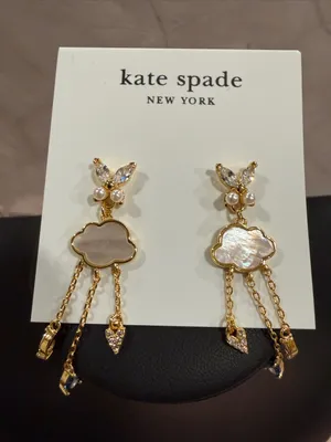 kate spade |♠️| Gold Plated Mother-of-Pearl Cloud Dangle Earrings thumbnail 1