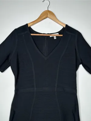 Dress The Population NEW! Black Koa Bandage Bodycon V-Neck Short Sleeve Dress L thumbnail 5