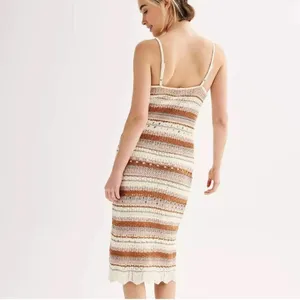 Boho Knit Midi Dress /Fall‎ Crochet Style Perfect for Thanksgiving Gatherings 🍂 thumbnail 3