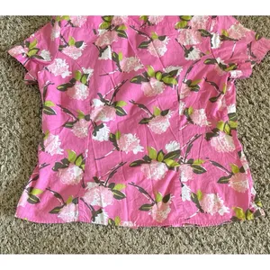Rider Women's Pink Floral Short Sleeve‎ Button Down Blouse Size Medium thumbnail 10