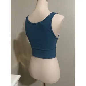 Lululemon‎ Ribbed V-Neck Crop Tank Top Teal Blue Athleisure Yoga Gym Shirt thumbnail 3