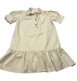 Never a Wallflower beige faux leather drop waist ruffle dress. Size XS. thumbnail 1